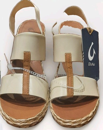 New! Olukai Women's Lile Wedge Sz 9W Sandals Shoes Off White Leather (8.5M-fit - Bild 5 von 11