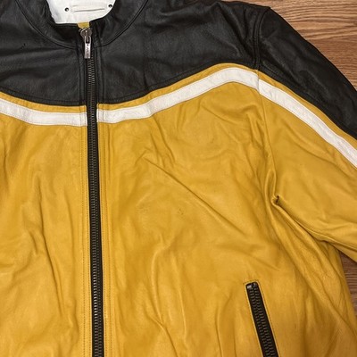 Wilsons Leather M Julian Jacket Mens Medium Black Yellow Cafe