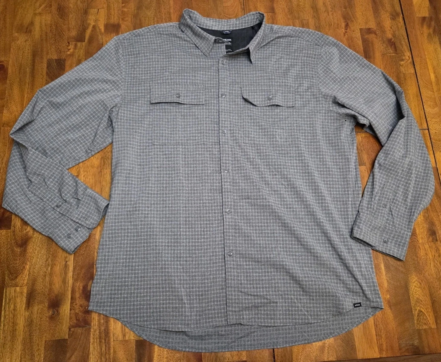 Prana Button Up Shirt Mens XXLarge Grey Hiking Outdoors Camping