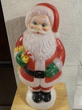 General Foam 31" Christmas Santa Claus & Candy Cane Blow Mold Yard Decor VTG