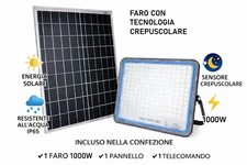 Faro Solare 1000W LED Esterno con Pannello Faretto Crepuscolare con Telecomando