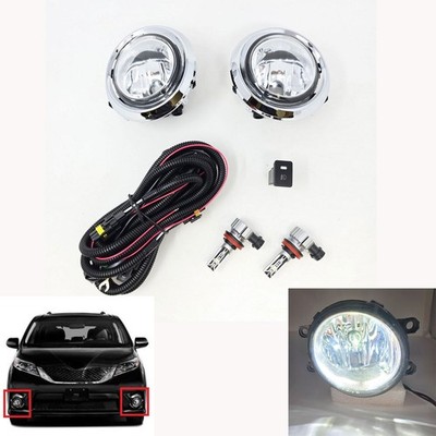 Chrome Trim Bezel LED Fog Lights Kit Fit 2011-2017 Toyota Sienna SE Wires Switch