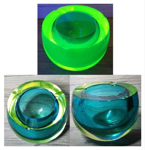 Vtg Murano Sommerso Uranium Cobalt Glass Antonio Da Ros Geode Bowl Asthray Orb