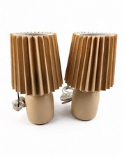 Set of 2 Beige Table Lamps with Pleated Shades Warm Light Home Decor