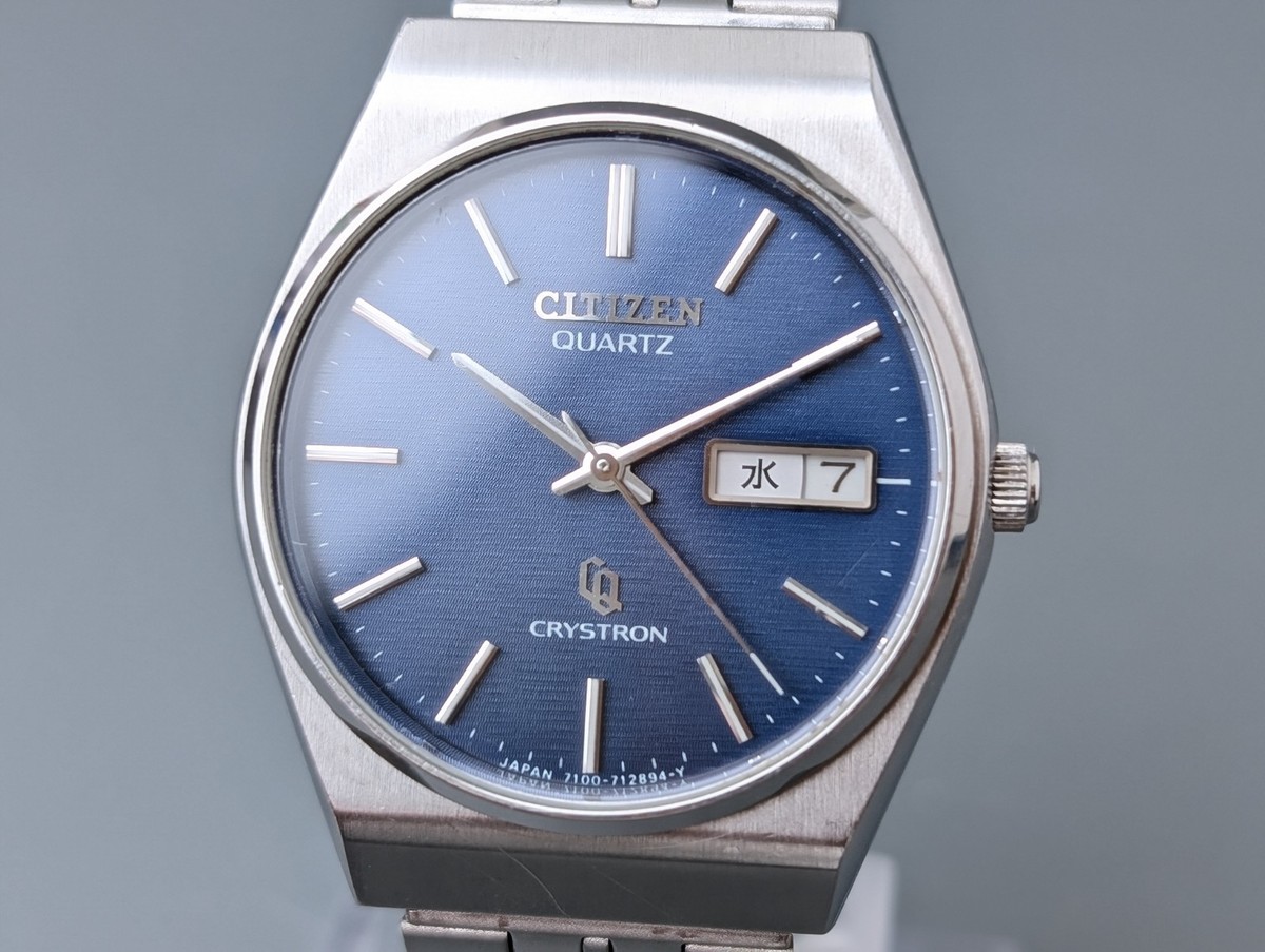 CITIZEN CRYSTRON 4-730666TA Blue Dial Quartz Day Date Men's Watch