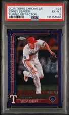 2025 TOPPS CHROME LOGOFRACTOR ED PURPLE REFRACTOR #24 COREY SEAGER 6/250 PSA 6