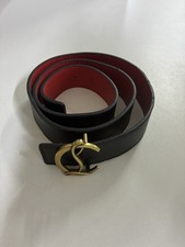 Christian Louboutin Black Red Reversible Calf Leather Belt Strap New 100 cm UK