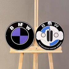 BMW Set di insegne in metallo nere viola e Bavarian Motor Works - 30 cm (11,8")