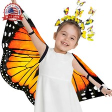 iROLEWIN Double-Sided Toddler Kids Butterfly-Wings-Costume for Girls Fairy Dress