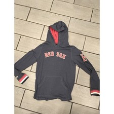 Mitchell and Ness Boston Red Sox Kids Youth Hoodie Red Sox Logo Red Trim Large