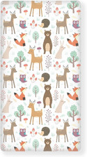 Forest Cute Animals Fitted Crib Sheet Nature Woodland Friends Standard Crib Matt