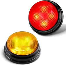 BEAN LIEVE 2-Pack Game Buzzers - Super Bright 4-LEDs, Unique Sounds, Compact Por