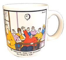 Gary Larson FAR SIDE "Mr. Osborne, My Brain Is Full" Vtg 1986 Teacher COFFEE MUG Gary Larson FAR SIDE "Mr. Osborne, My Brain Is Full" Vtg 1986 Teacher COFFEE MUG