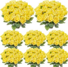 Hotop 80 Pcs Rose Artificial Flowers Bulk with Long Stem, Silk Roses Realistic