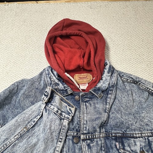 Levis VTG Hooded Jacket 75076-0219 Levi Strauss Sz XL Denim Hoodie Trucker - Picture 12 of 12