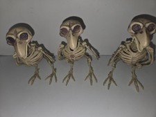 Skeleton Small Bird Crow Halloween Decor Prop Poseable 7" Plastic Lot Of 3
