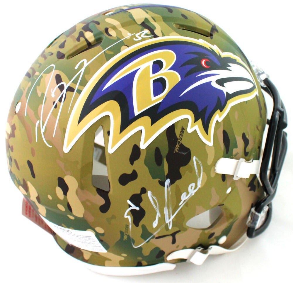 Ed Reed Autographed Signed Baltimore Ravens Ray Lewis Ravens F/S Camo Authentic Helmet - Beckett W Auth 