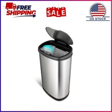 Nine Stars Automatic Kitchen Trash Can, 13 Gallon Stainless Steel, Motion Sensor