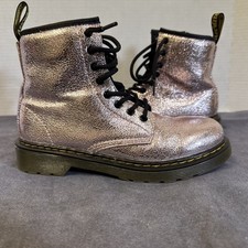Doc Martens Boot Pink Crackle Shimmer Foil Youth / Girls Size 3 1460 J AW004