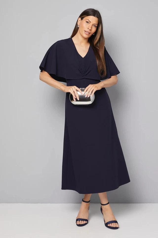 Wallis Navy Fit & Flare Dress Womens Occasion Dresses