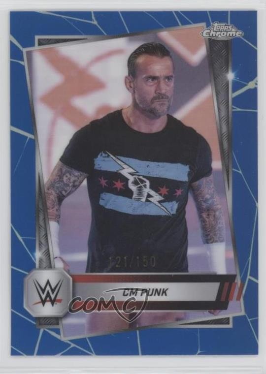 2025 Topps Chrome WWE Blue Refractor 121/150 CM Punk #98 1c0k