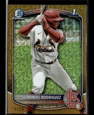 Rainiel Rodriguez 2025 Bowman Chrome Mega Box 1st Prospects Gold Mojo 18/50 [xxx