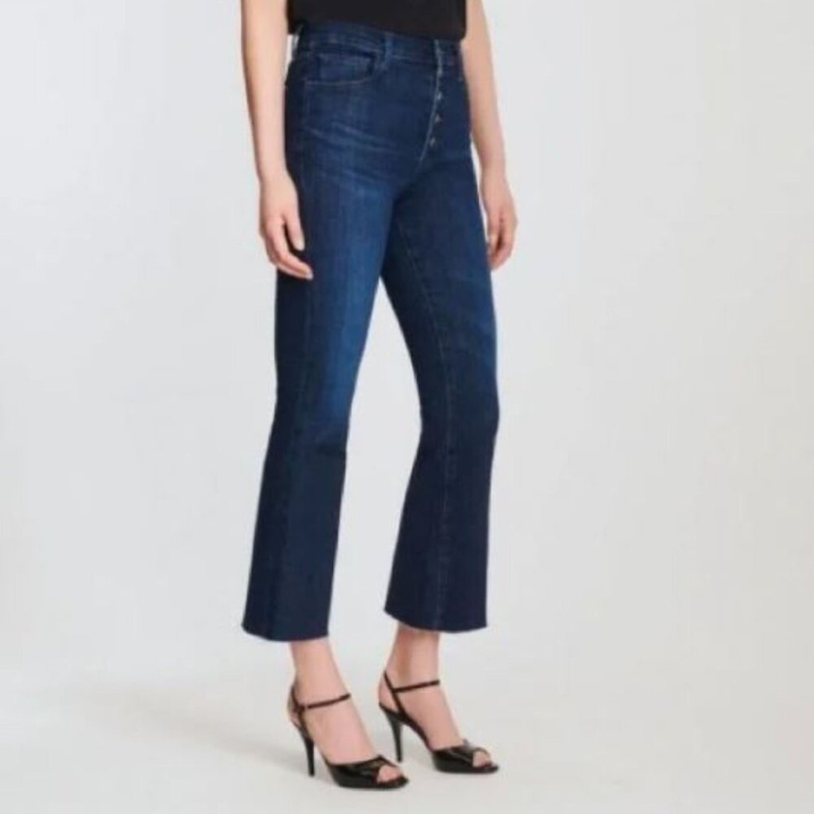 J Brand Lillie High Rise Crop Flare Dark Denim Jeans Impulse