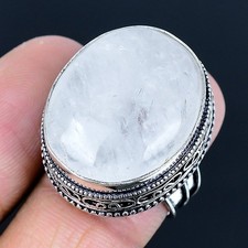 Rainbow Moonstone Handmade 925 Sterling Silver Jewelry Ring US Size 8