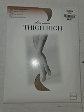 JC Penney Sheer Caress Oatmeal Silky Sheer Thigh High Lace Top Queen Size NIP