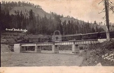 Grand Ronde Railroad OR Oregon & Washington River Bridge RPPC Postcard COPY