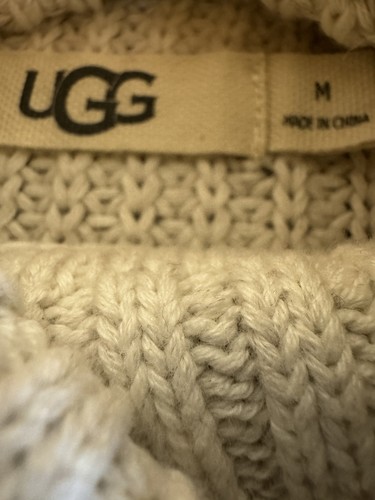 UGG Sweater Womens Medium Cream Knit Turtleneck Pullover Cotton Pocket Cozy - Picture 5 of 14