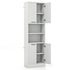 75" Tall Freestanding Bathroom Storage Cabinet w/ 4 Doors  2 Open Compartments