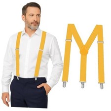 Suspenders for Men Heavy Duty - Adjustable Y-Back Men's Suspenders 1 Yellow