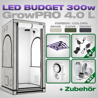 Lumatek ATS Pro 300W LED Grow Set - GrowPRO 4.0 L Growbox, Abluft Komplettset