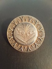 Victorian Sterling Silver Tulip Brooch Badge Robinson & McKewan 1881 Birmingham
