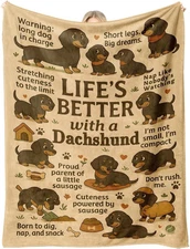 Dachshund Throw Blanket Gift, Cute Doxie Wiener Dog, Dog Lover Present for Wo...