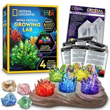 National Geographic Mega Crystal Growing Kit with 6 Crystals for Kids 8-12 ...