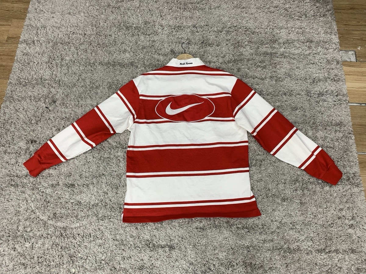 Supreme Nike Stripe Rugby Red: M | eBay