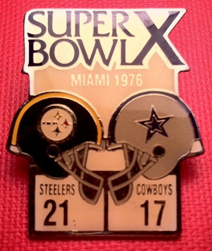 Vintage NFL Super Bowl X (10) Starline Collectors Pin: Steelers vs Cowboys