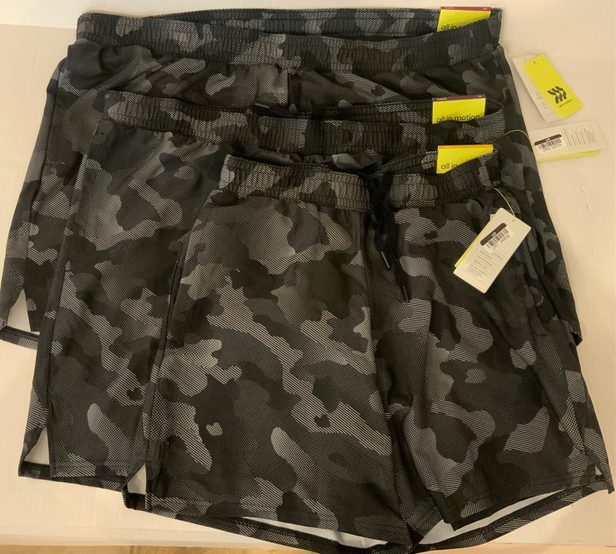 All in Motion BLACK CAMO Any Sport Short S XL XXL 3 pocket elastic