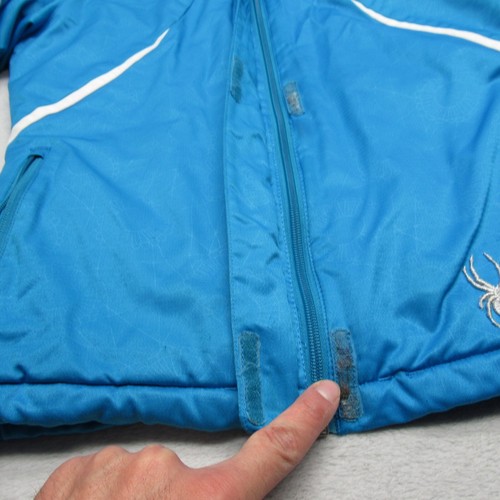 Spyder Avenger Ski Jacket Youth 18 Blue Zip ocket Hood FullZip Insulated Winter - Picture 10 of 19