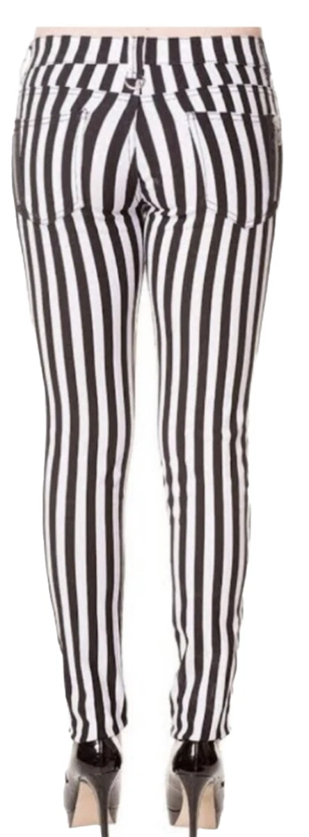 Tinseltown Black White Vertical Stripe Beetlejuice 24x29 Skinny Jeans Size 4