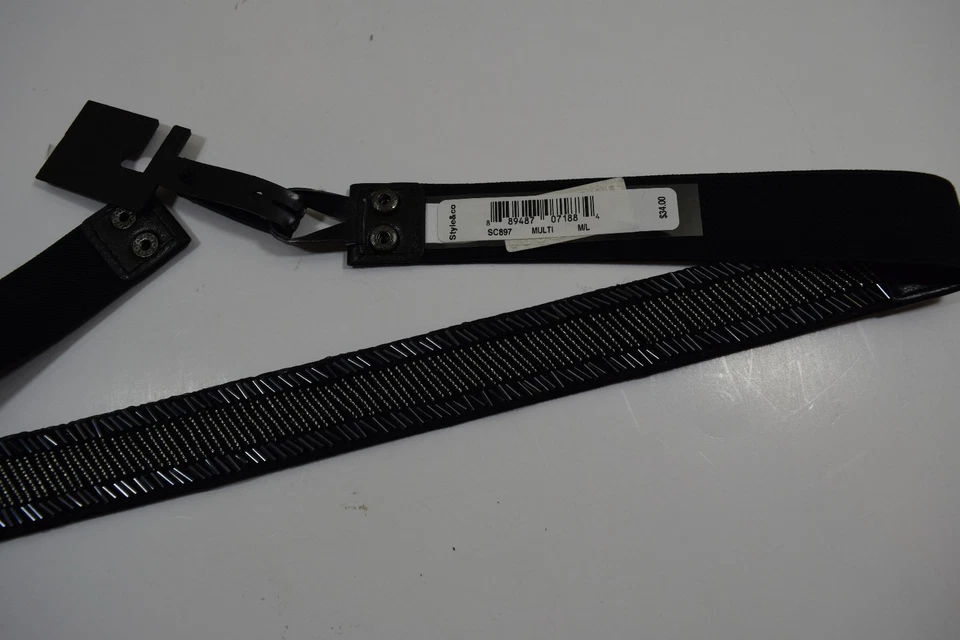 Style&co. Cinturón para mujer tonal ajustado con cuentas elásticas sin cuero mediano/grande Foto 4 de 4