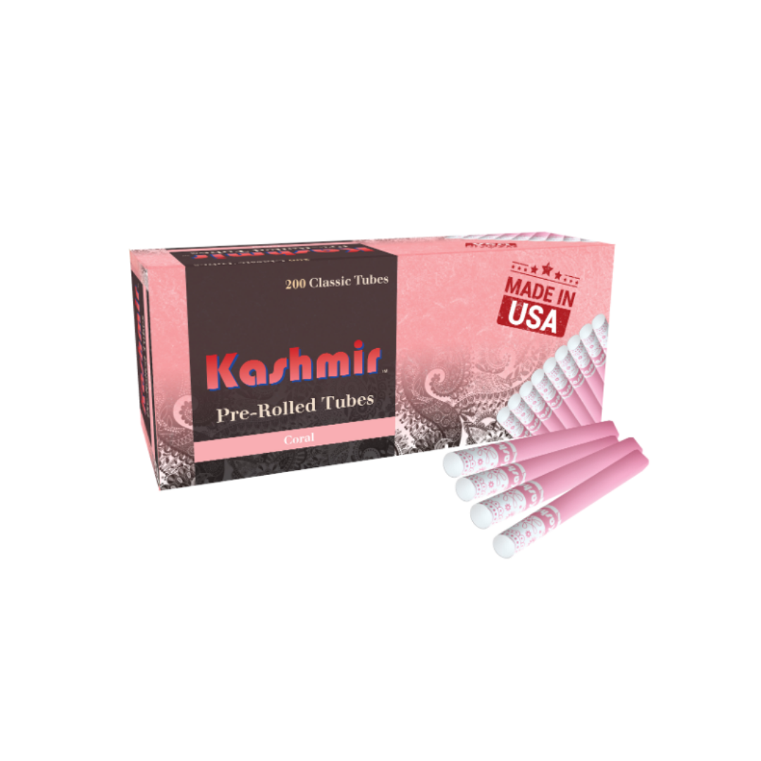 Kashmir Pre Rolled Tubes King Size Coral Classic Cigarette Filter Tubes 200  CT