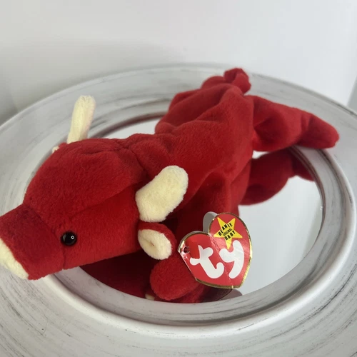 Ty Beanie Buddy Snort the Bull Plush Toy, Vintage, Retired, 1995