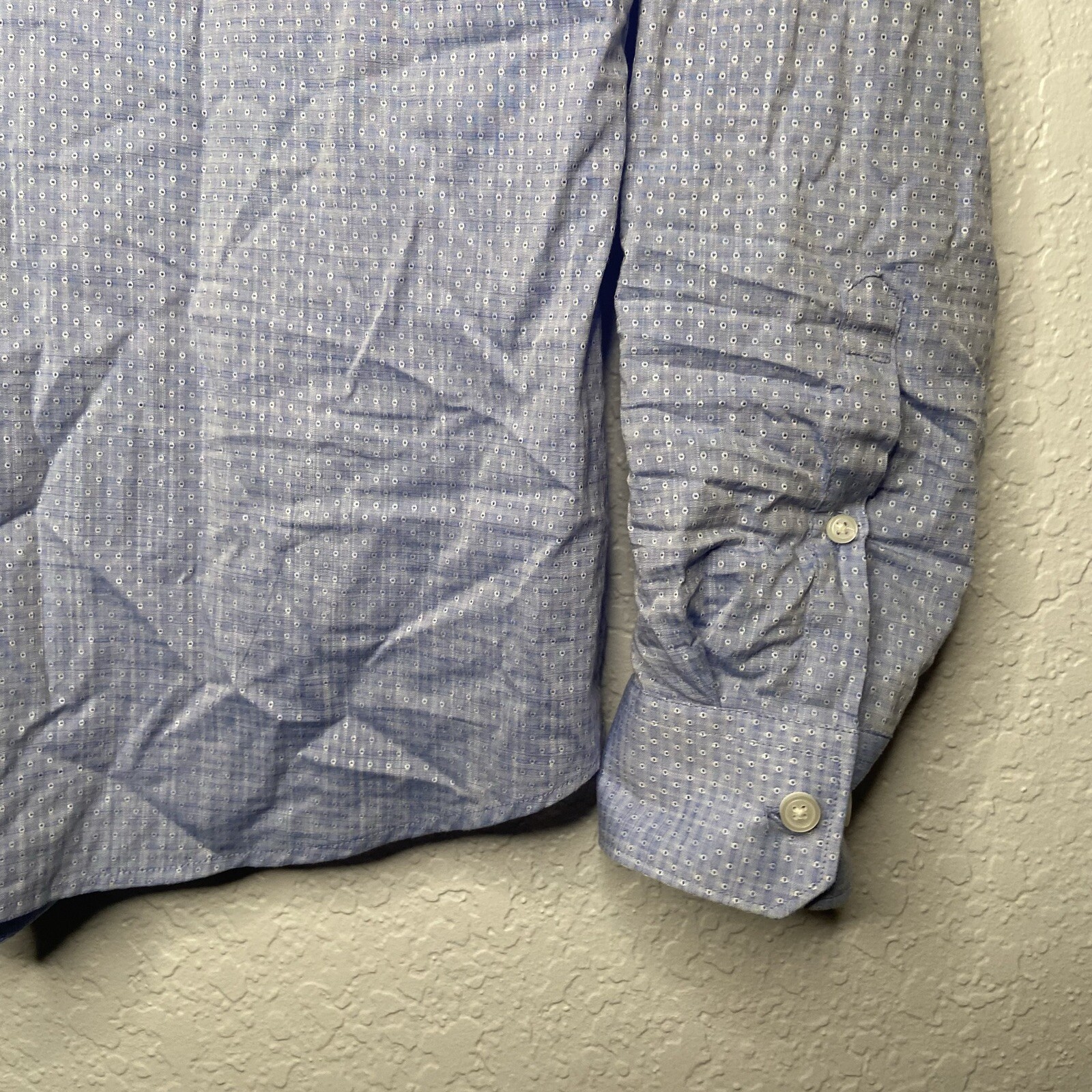 EXPRESS Mens Blue White Pattern Fitted Button Dow… - image 4