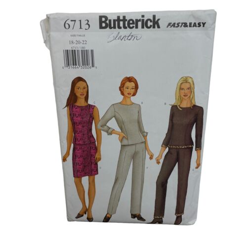 Lot 3 Butterick 6524 6637 6173 Sheath Dress Top Skirt Pants UC Pattern Sz 18-22 - Picture 8 of 10