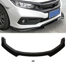 Front Bumper Lip Body Kit Spoiler Chin For 2016-2021 Honda Civic Glossy Black