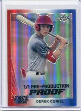 2021 Leaf Metal Draft Red White and Blue Proof Derek Curiel Rookie 1/1