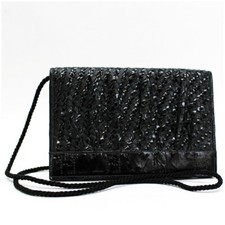 Autentica borsa a tracolla Fendi 2WAY pochette tracolla pelle nera usata B